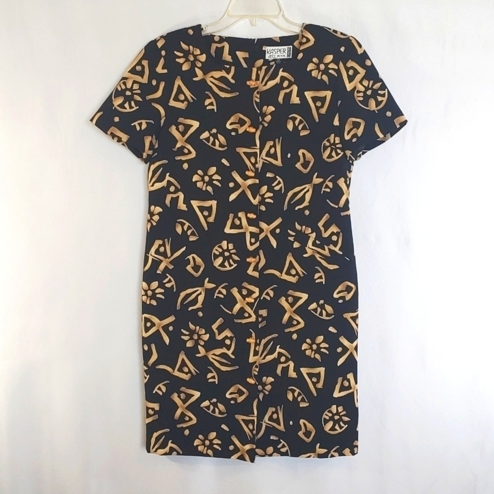 Kasper A.S.L. Petite Short Sleeve Faux Button Up Dress Size 10P